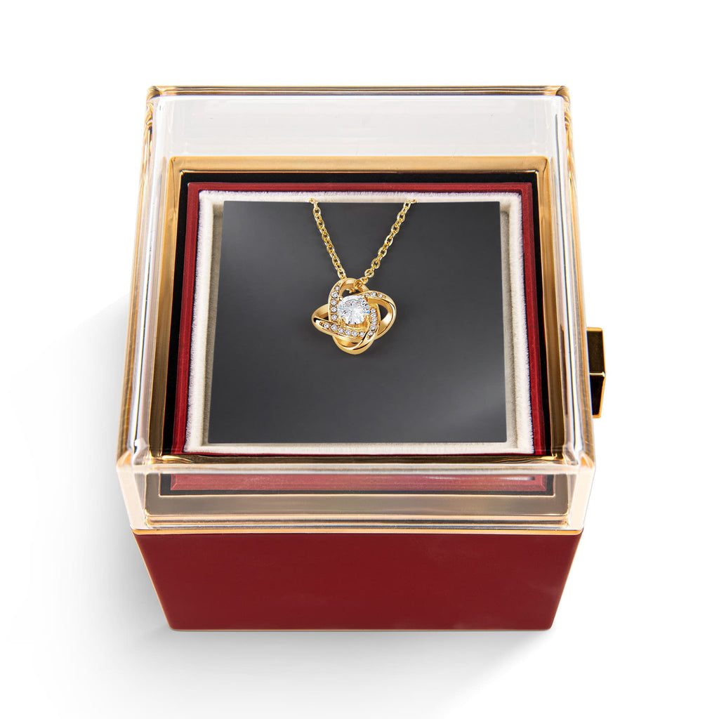 Premium Love Knot Necklace - Rotating Rose Gift Box