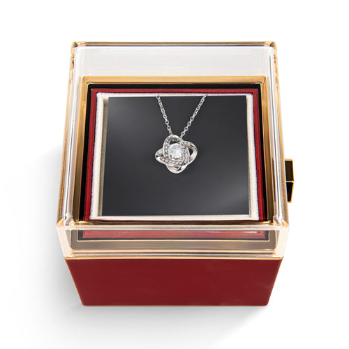 Premium Love Knot Necklace - Rotating Rose Gift Box